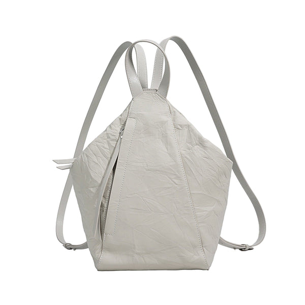 Women’s Genuine Leather Niche Pleated Convertible Backpack