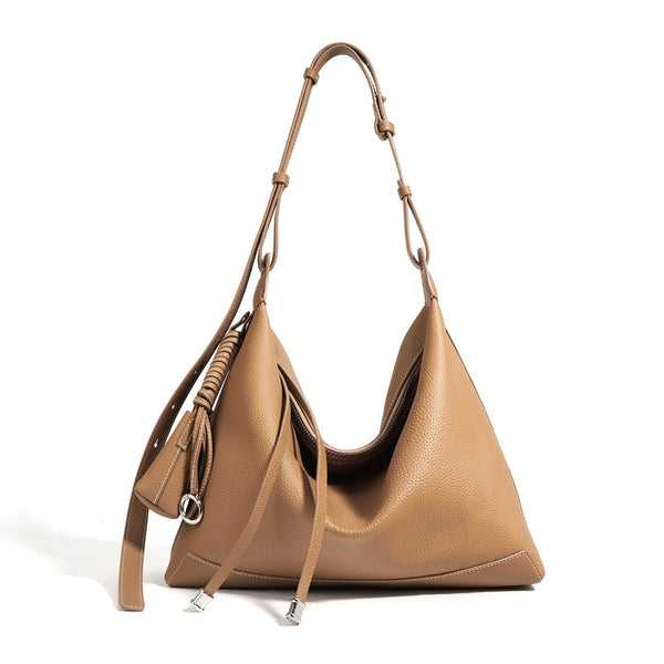 Women's Genuine Leather Minimalist Tote Dumpling Bag Shop Handbag