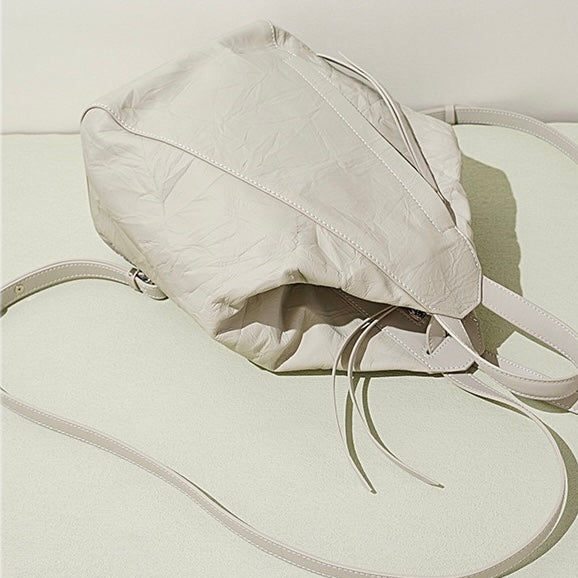 Women’s Genuine Leather Niche Pleated Convertible Backpack
