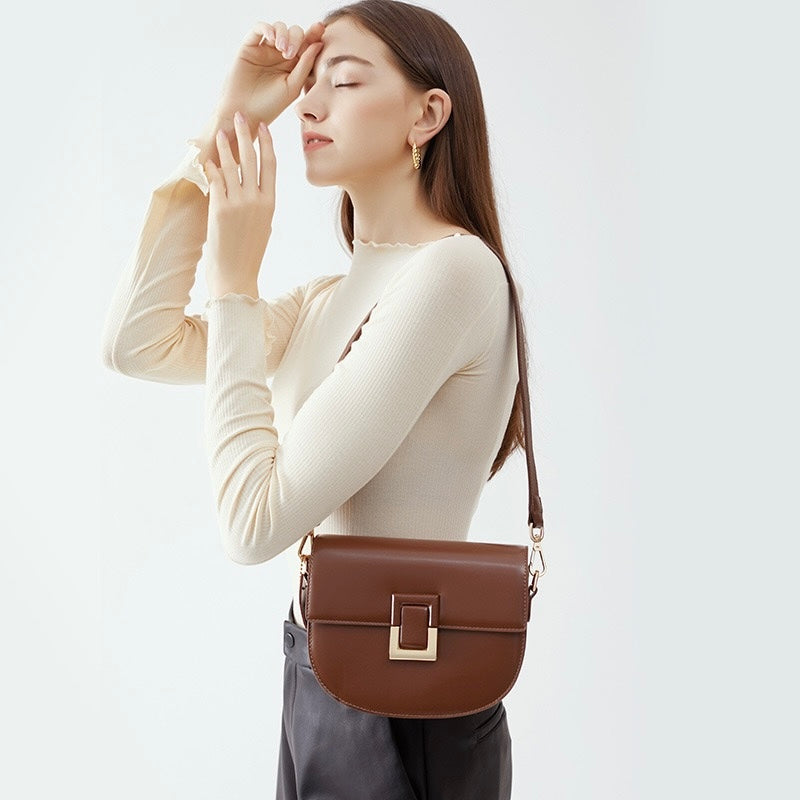 Women’s Genuine Leather Chic Saddle Crossbody Bag