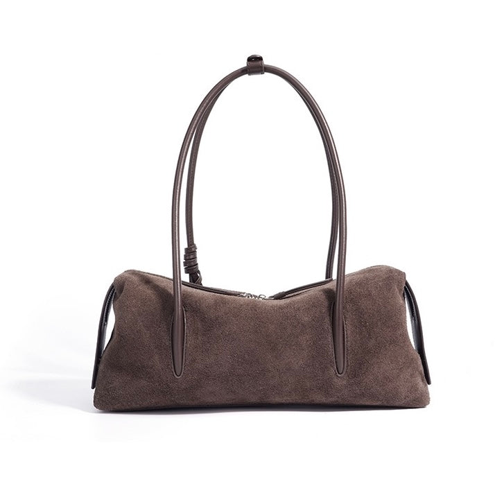 Matte Genuine Leather Tassel Pendant Shoulder Pillow Bag