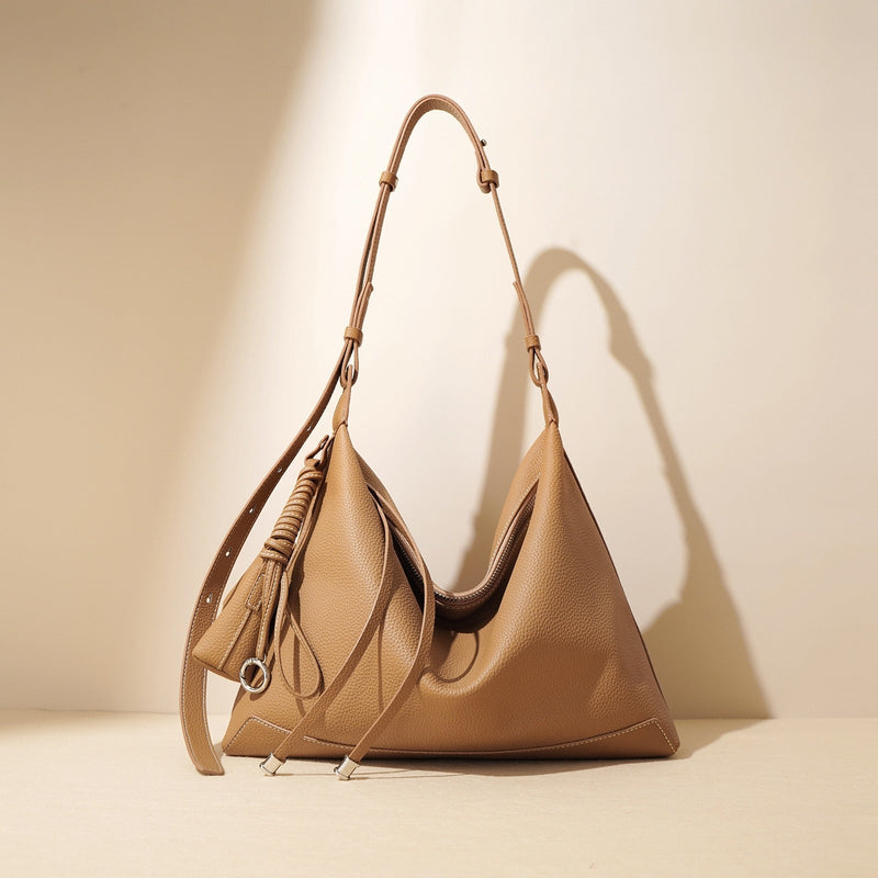 Women's Genuine Leather Minimalist Tote Dumpling Bag Shop Handbag