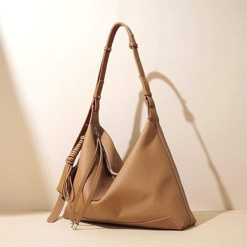 Women's Genuine Leather Minimalist Tote Dumpling Bag Shop Handbag