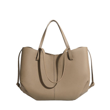 Elegant Genuine Pebbled Leather Tote Bag with Pouch